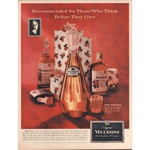 1959 Melrose Rare Whiskey Vintage Print At Christmas Gift Decanter Wall Art 50s